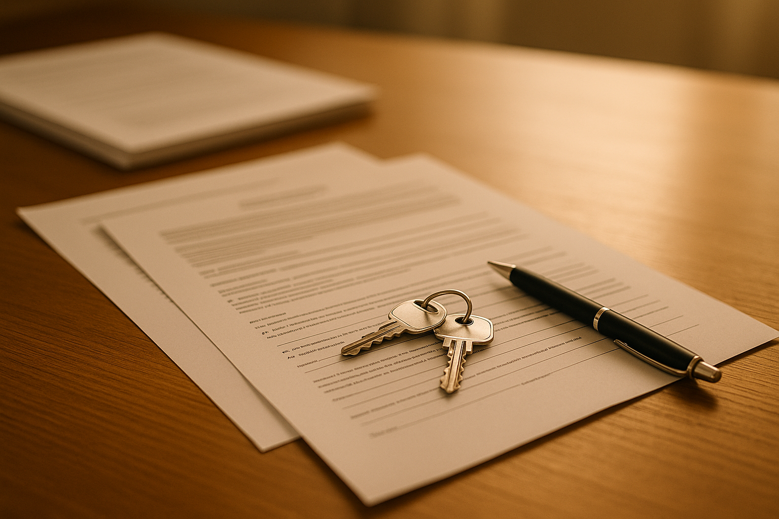Mortgage closing costs explained with documents and keys at closing table