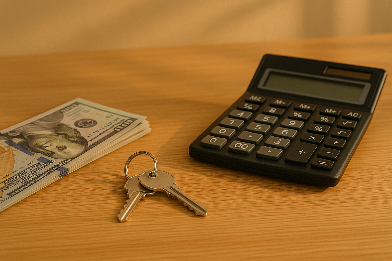 Down payment options for buying a home with keys and calculator