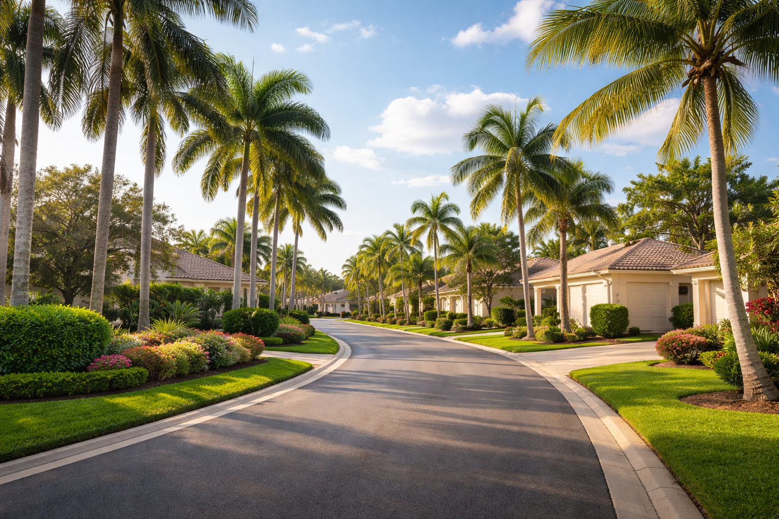 Florida residential streetscape with palm trees representing FHA loans in Florida