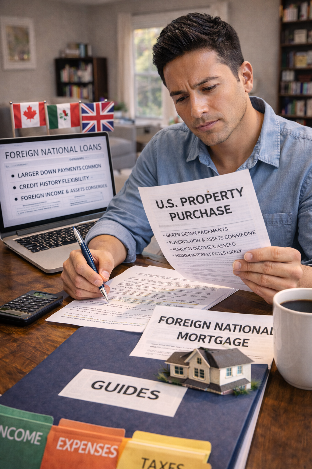 International buyer reviewing U.S. property purchase and foreign national mortgage options
