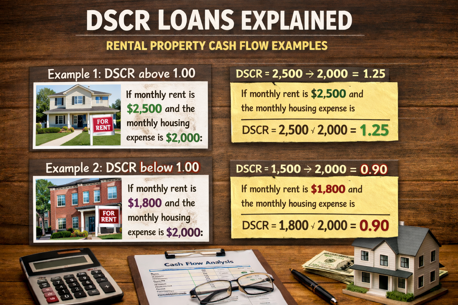 DSCR loans explained with rental property cash flow examples