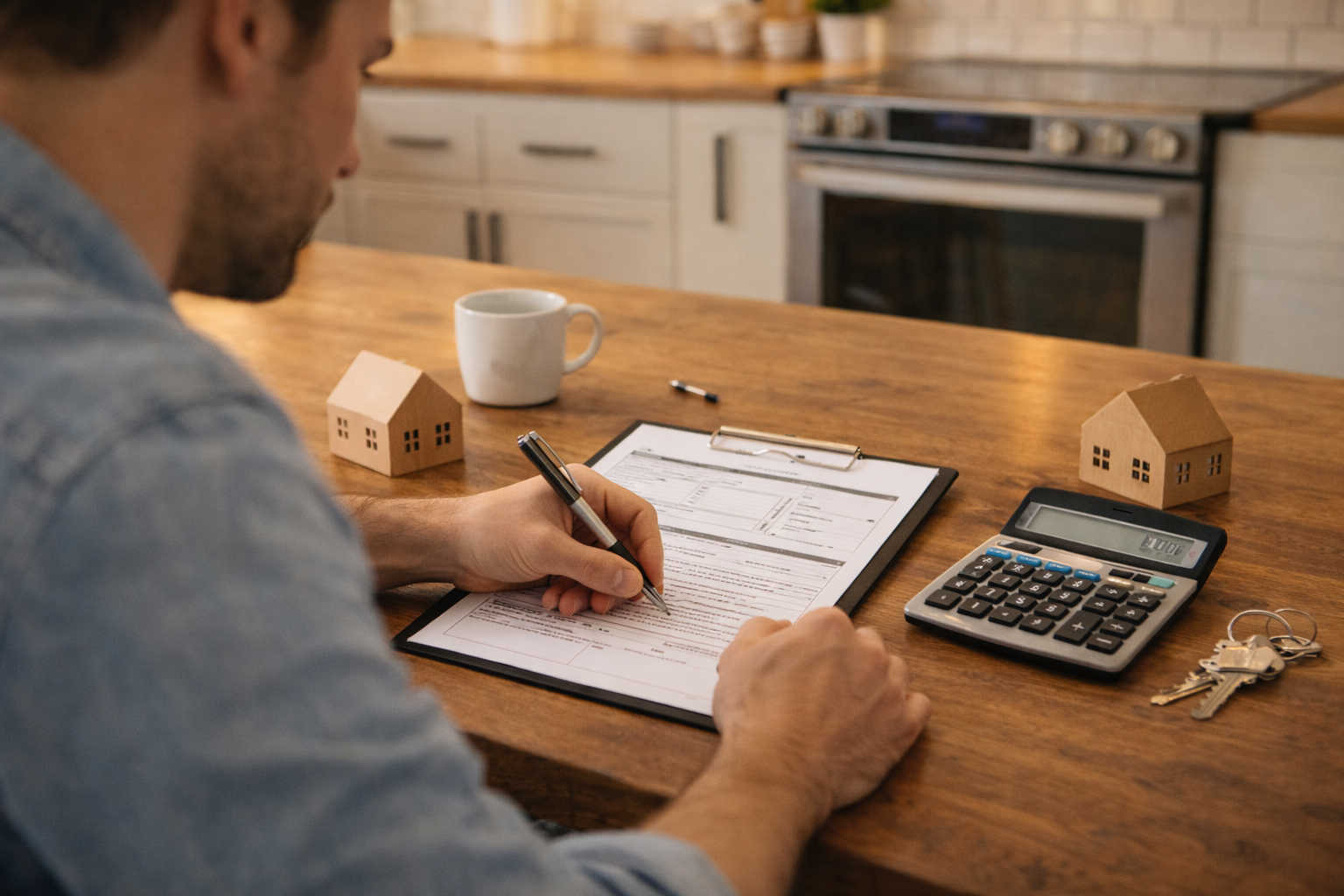 Homebuyer reviewing a Closing Disclosure before signing mortgage closing documents