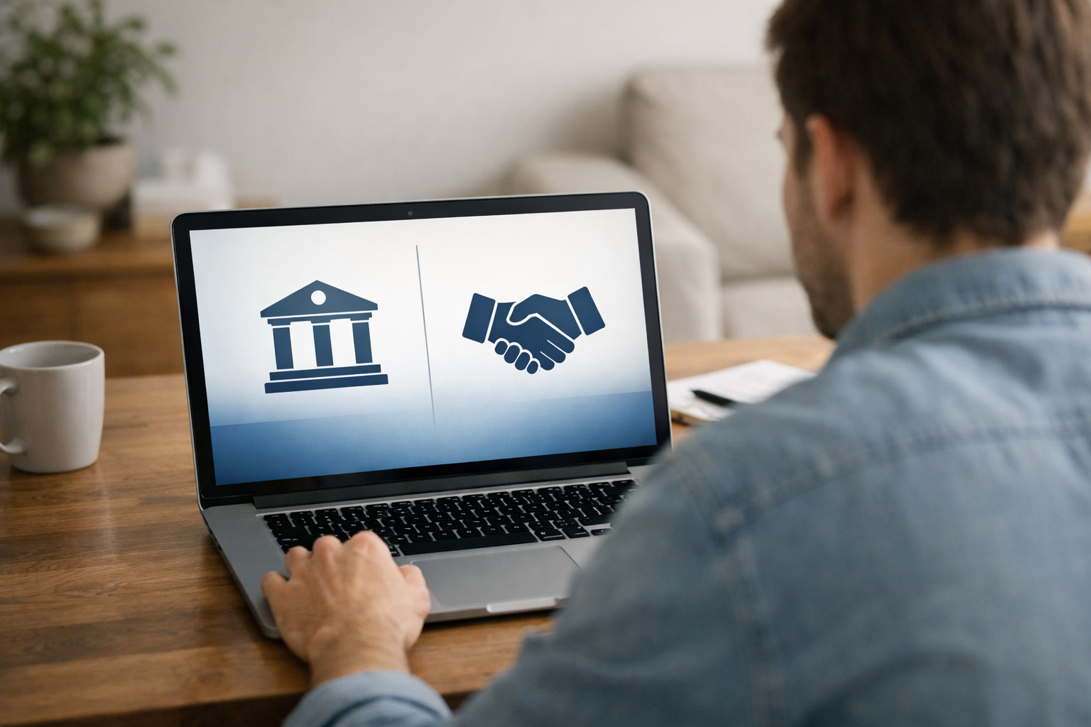 Homebuyer comparing mortgage broker and bank loan options