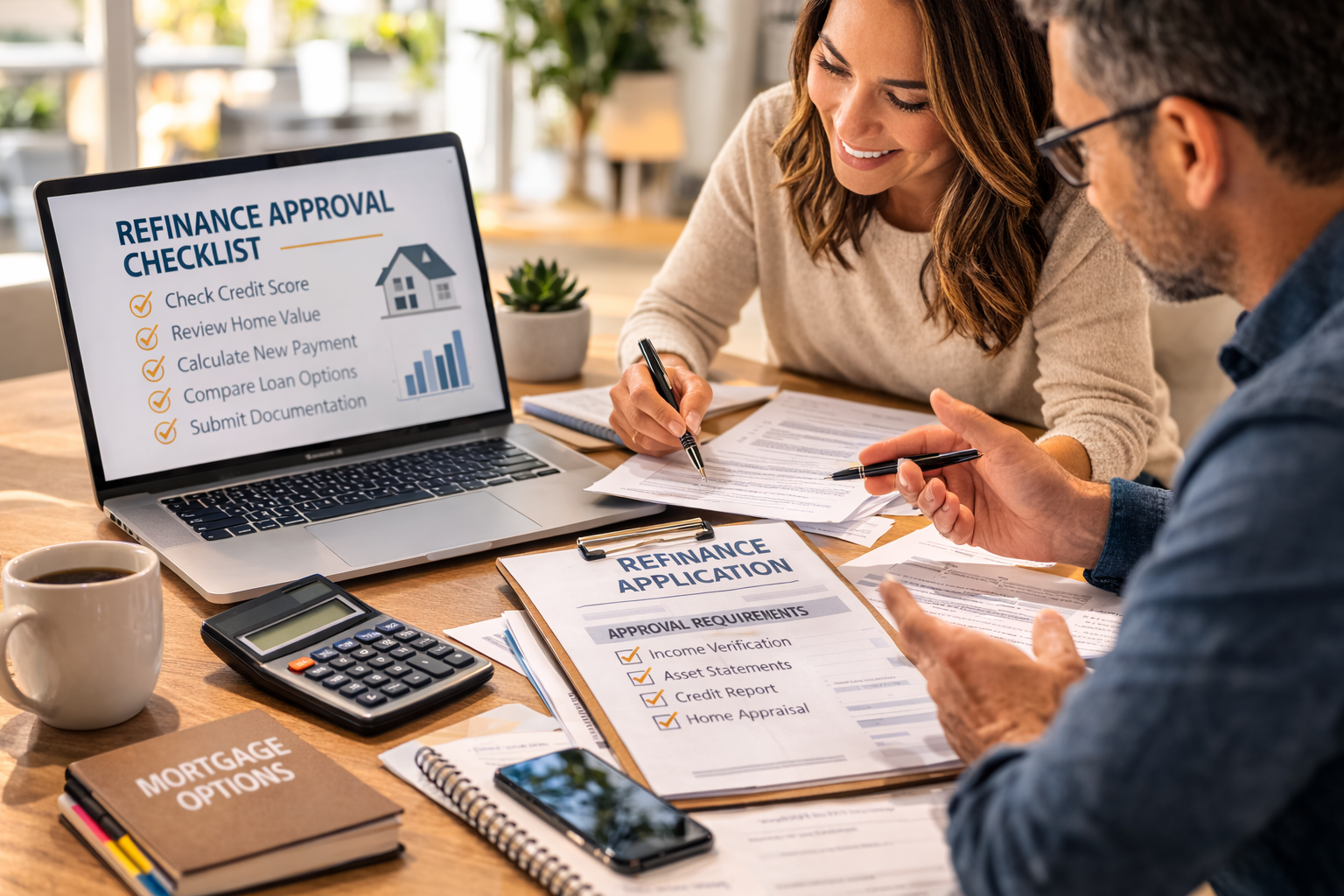 Homeowner reviewing documents and requirements for qualifying for a cash out refinance