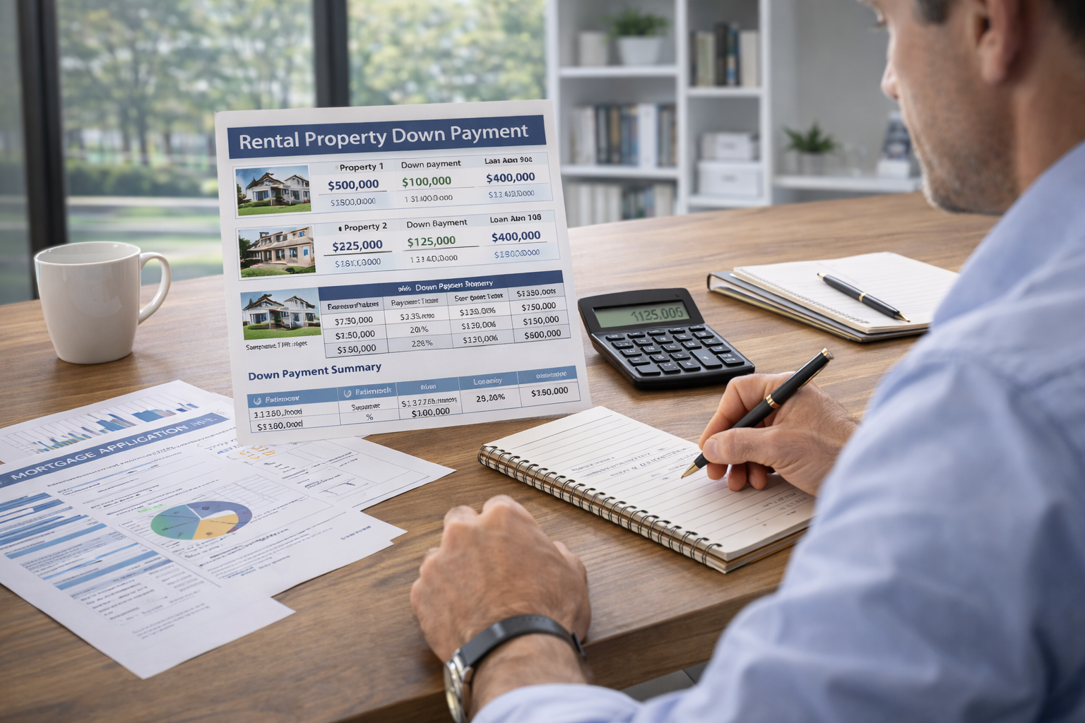Real estate investor reviewing DSCR loan down payment requirements for an investment property