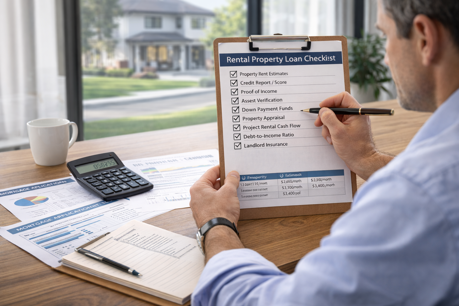 Real estate investor reviewing DSCR loan requirements for an investment property