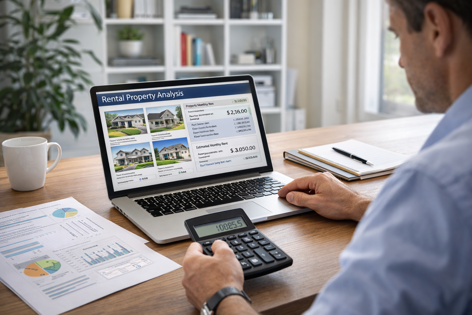 Real estate investor reviewing rental property income projections to qualify for a DSCR loan