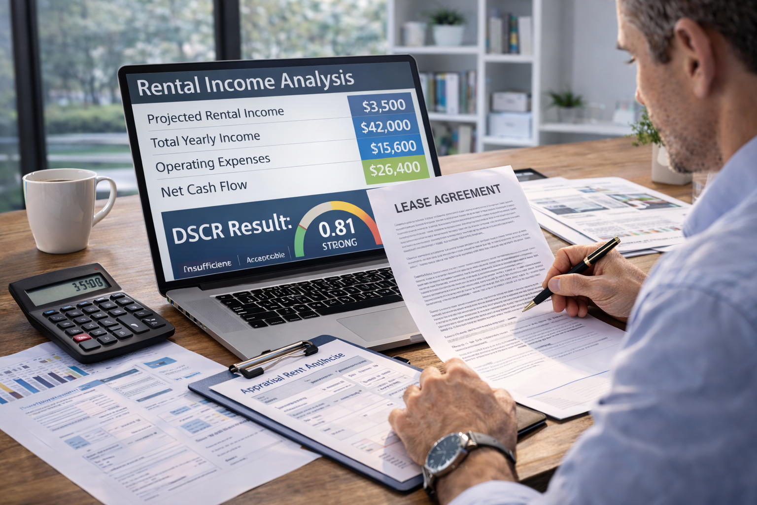 Real estate investor reviewing how rent is used for DSCR loan qualification