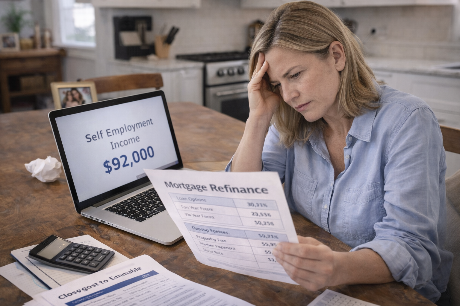 Homeowner reviewing mortgage refinance options after divorce
