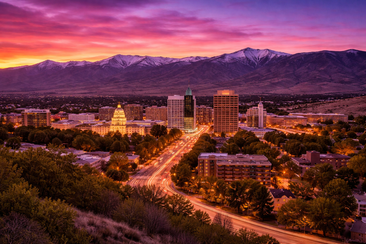 Boise Idaho skyline foothills residential real estate investment properties