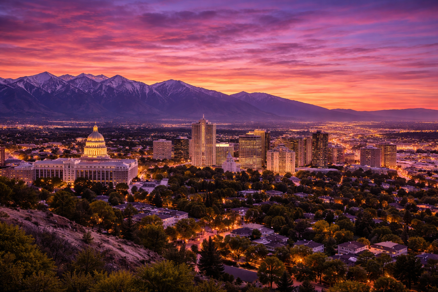 Salt Lake City Utah skyline mountains real estate investment properties