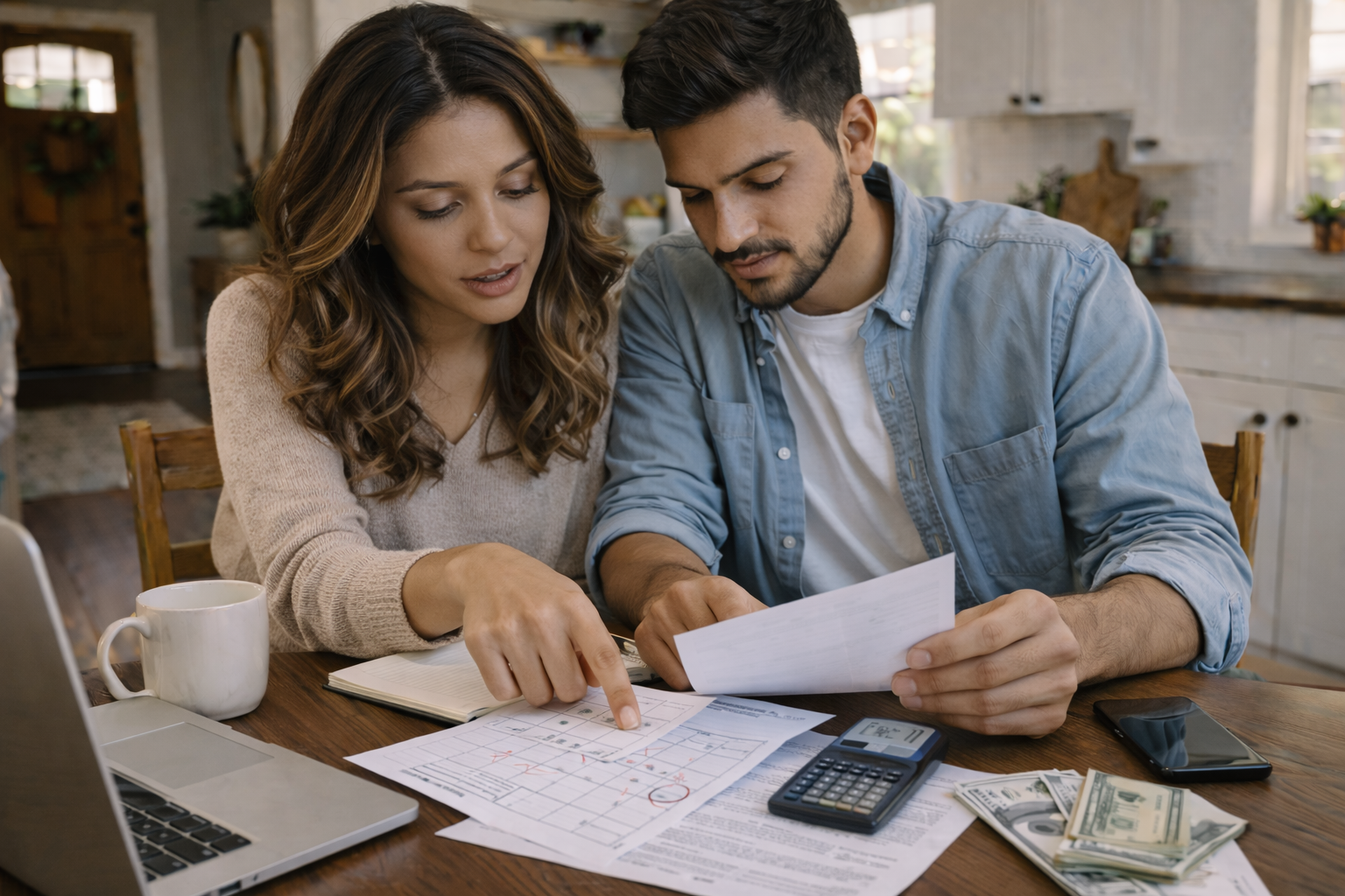 FHA closing costs homebuyer reviewing paperwork at closing table