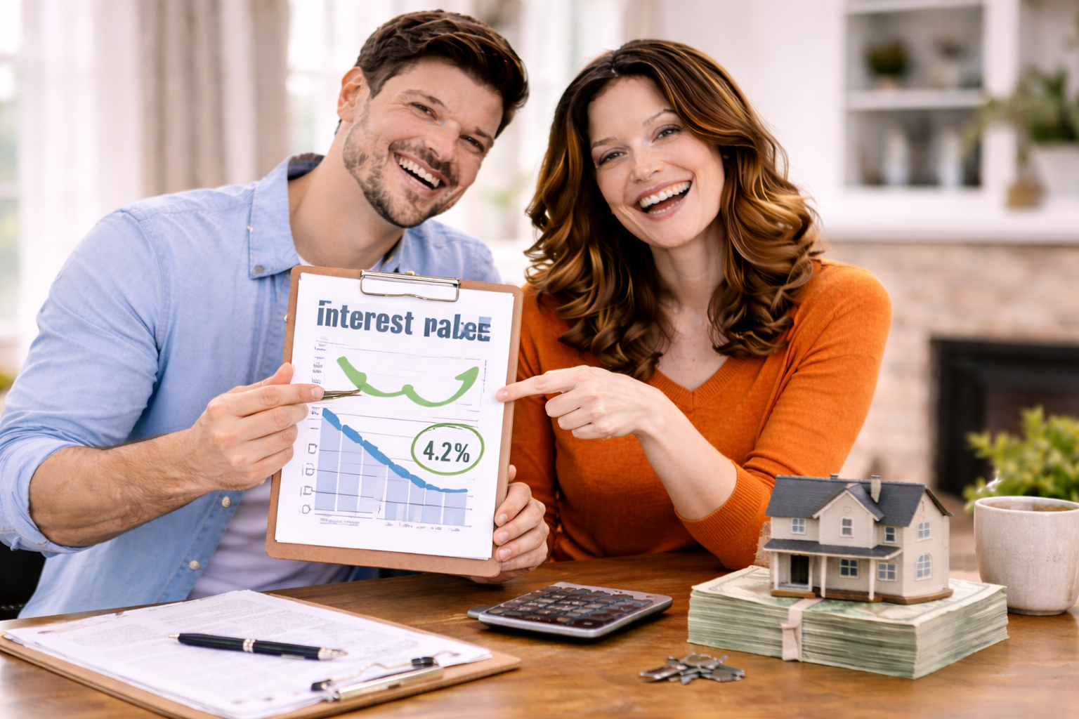 homeowner reviewing FHA rate and term refinance options at a desk