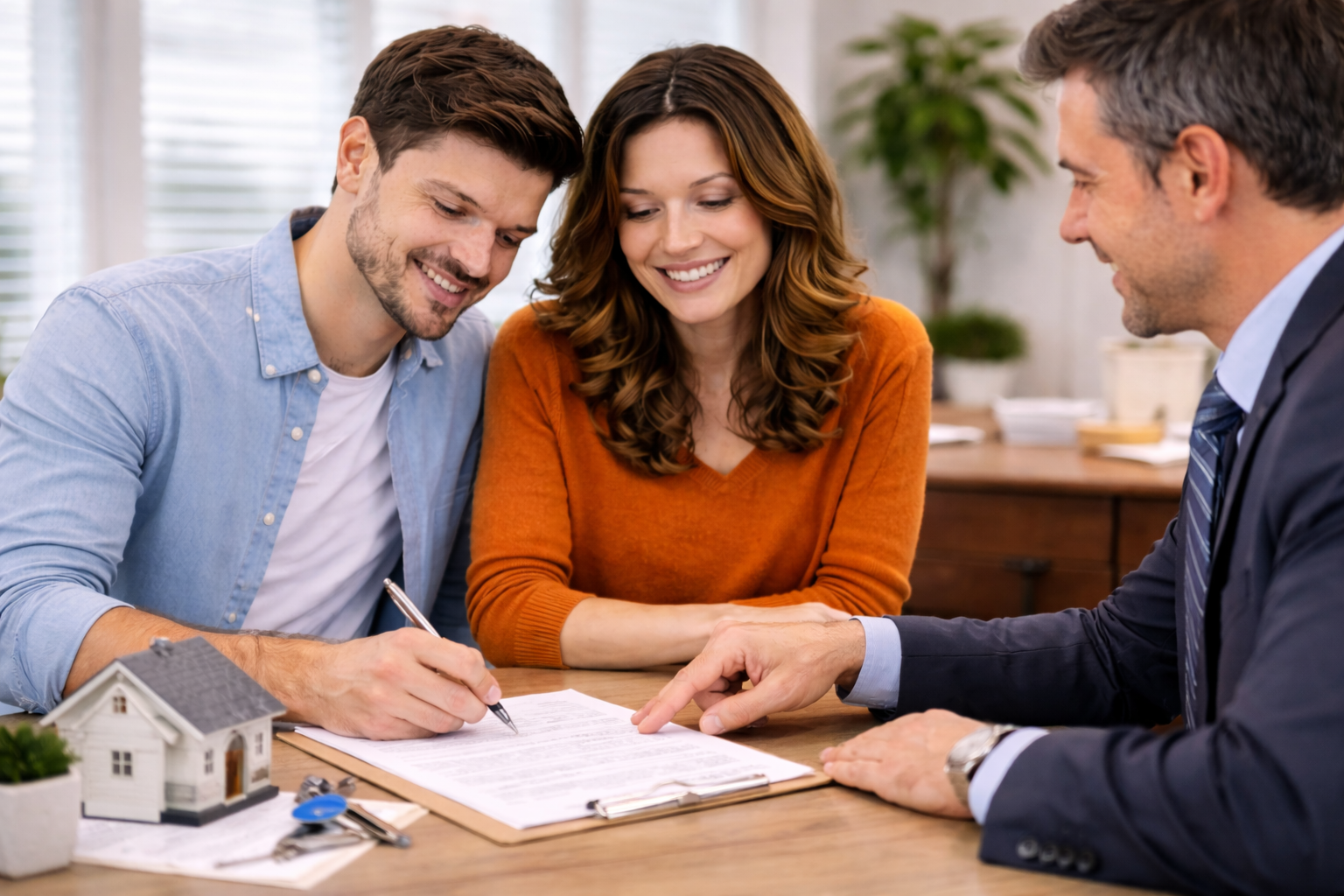 FHA closing signing documents at closing table