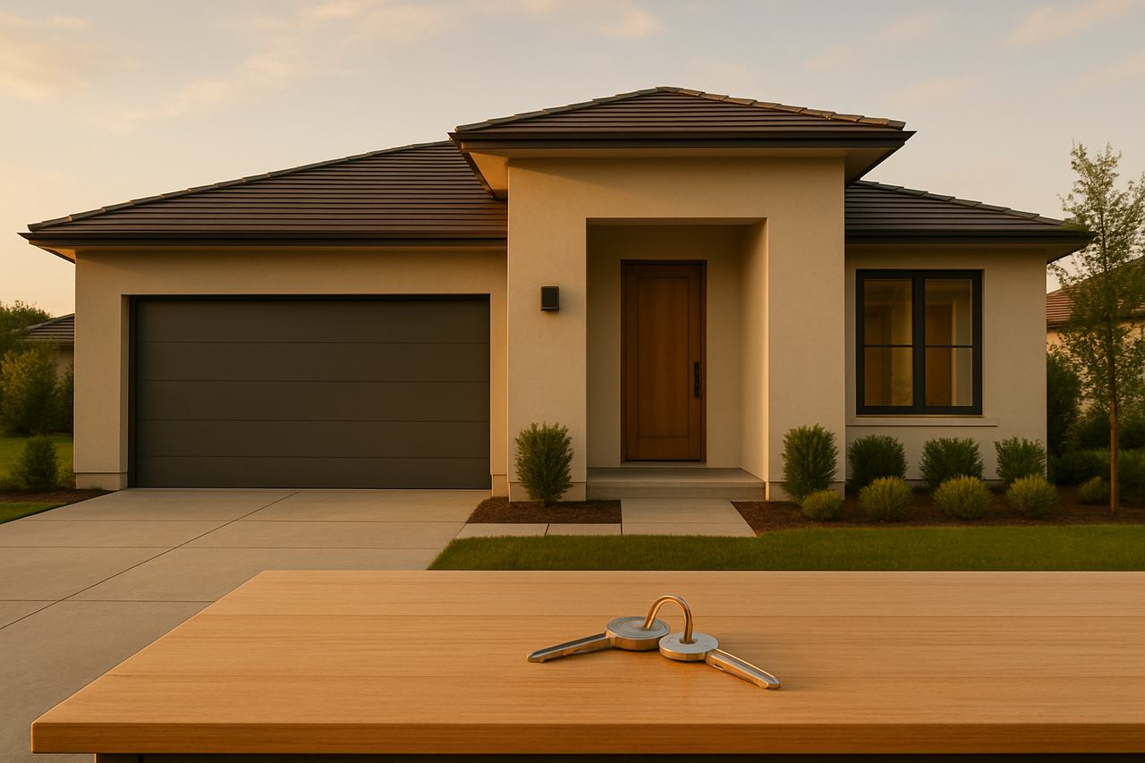 Mortgage rates overview with home and keys in warm lighting