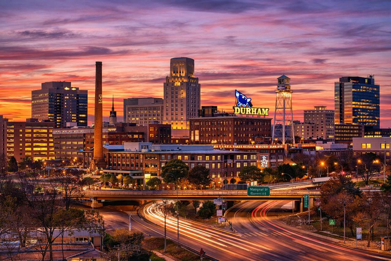 Durham North Carolina skyline research triangle real estate investment properties