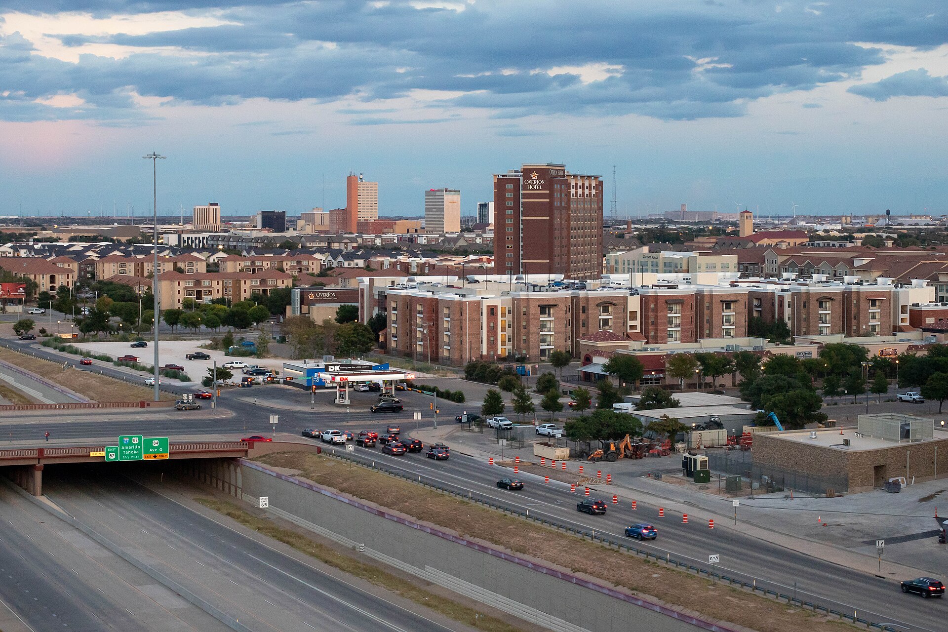 Downtown Lubbock, Texas skyline at sunset