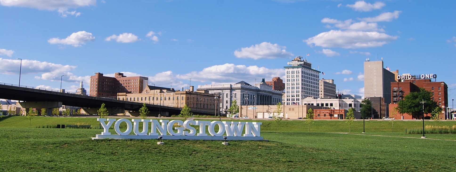 Youngstown skyline from Wean Park, 2020